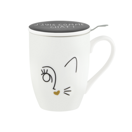 Couvercle pour mug - Bienauchaud - Black Cat Sleepy - Pylones
