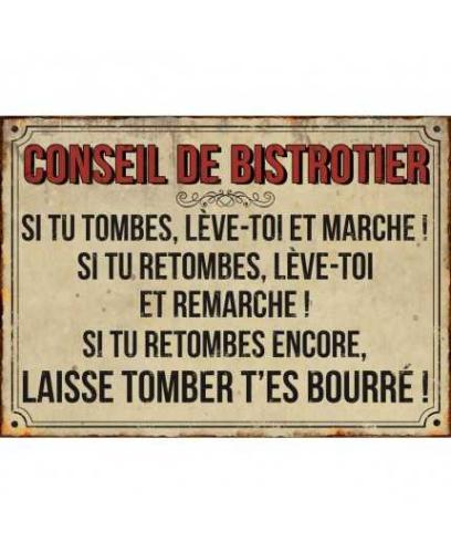 PLAQUE METAL BISTROT SI TU TOMBES LEVE TOI ANTICLINE